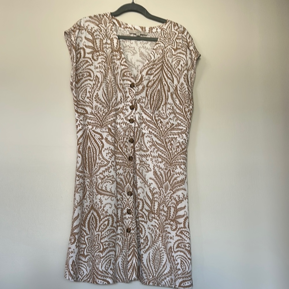 LOFT Tan Sheath Mini Dress Sleeveless Scoop Neck